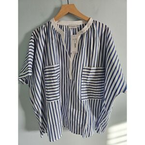 Harshman Rana Popover Blue/White Striped Shirt